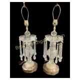 Pair Antique Crystal Table Lamps