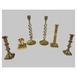 6 Assorted Brass Candlesticks