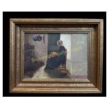 Interior Scene with Woman Peeling Apples