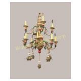 Vintage Italian Painted Tôle Chandelier with