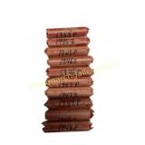 Stack of Wheat Penny Rolls Labeled by Year
