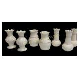 Group Pink and Gold Irish Belleek vases