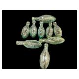 Nine English Torpedo Bottles