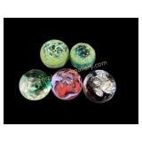 Five Art Glass Paperweights