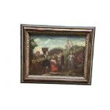 Framed Oil Painting of Rustic Scene