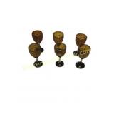 Six Amber Tinted Wine Glasses