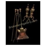 Brass Fire Tools, Andirons