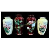 4 Japanese Cloisonne Vases