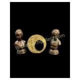 Bronze Finished Bookends, Brass Frame