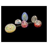 Six Art Glass Paperweights