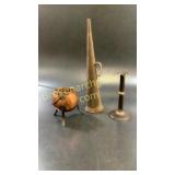 Copper Pot, Candlestick, Tin Horn