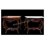 2 Rococo Style Marble Top Console Tables