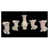 5 Irish Belleek Vases