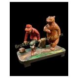 Folk Art Carving Bear Tracking Hunter