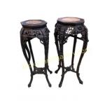 Carved Wood and Marble Stands