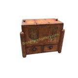 Wooden Cabinet With Painted Panels