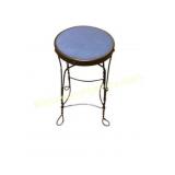 Metal Stool with Blue Fabric Seat