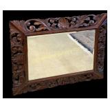 Antique French Carved Oak Mirror