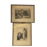 Pair of Antique Architectural Etchings