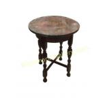 Round Wooden Table with Copper Top