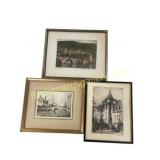 Three Framed European Architectural Prints