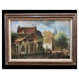 Continental Street Scene with Figures