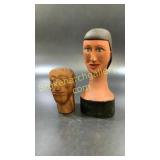 Two Folk Art Carved Busts