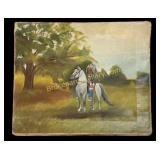 Folk Art Painting of Native American on Horseback