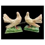 Pair Ceramic Dove Figurines