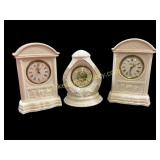 Three Belleek Porcelain Table Clocks