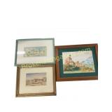 Trio of watercolor landscapes