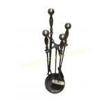 Brass Fireplace Tool Set with Stand