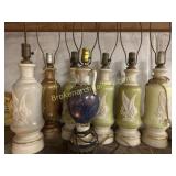 Six Ceramic Table Lamps