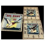 Big Shot Shells Sign and Clocks