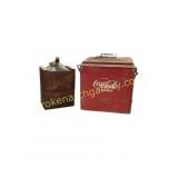 Coca-Cola Cooler and Wooden Jug Set