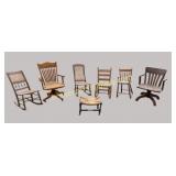 6 Assorted Chairs, Stool