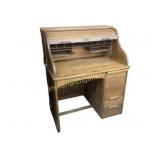 Wooden Roll-Top Desk With Pigeonholes