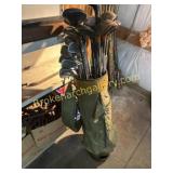 Vintage Golf Clubs in Canvas Bag