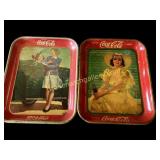 Two Vintage Coca Cola Advertising Trays