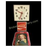 Vintage Coca Cola Wall Clock, Serving Tray