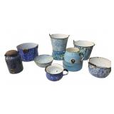Assorted Blue & White Splatter Enamelware
