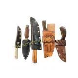 Group of Five Fixed Blade Knives