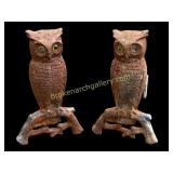 Pair Owl Andirons