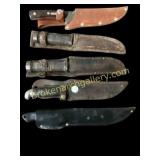 Five Fixed-Blade Knives with Sheaths