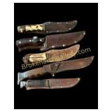 Knives with Leather Sheaths