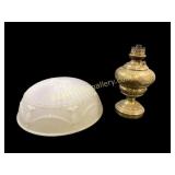 Brass Oil Lamp Base, Satin Glass light Shade