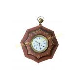 Octagonal Wall Clock with Brass Accents
