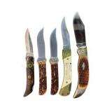 Lot of 5 Folding & Fixed Blade Knives