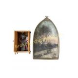 Wooden Wardrobe and Painted Metal Plaque