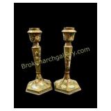 Pair Vintage Cloisonnï¿½ Enamel Candlesticks